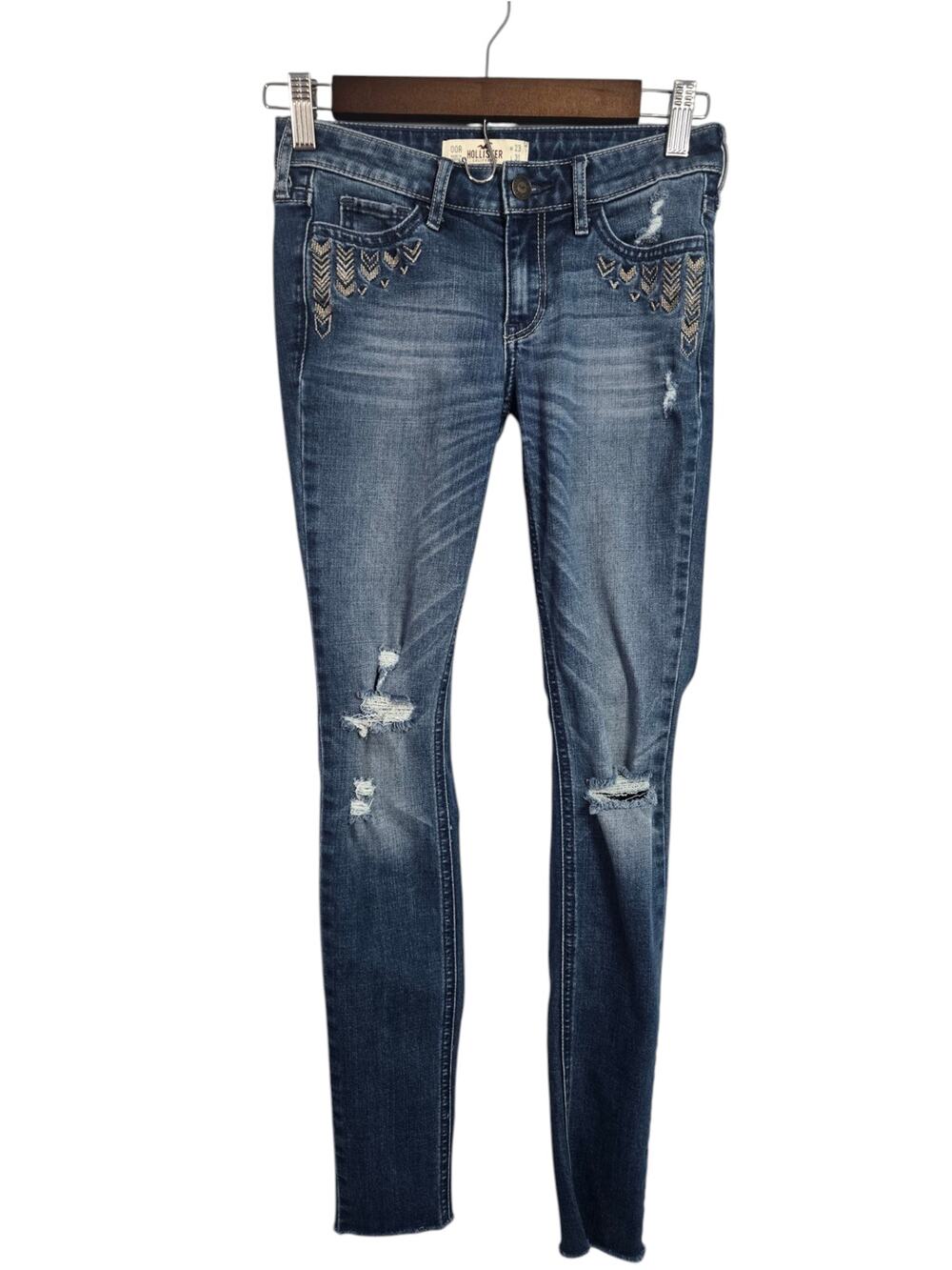 Hollister Women’s Skinny Jeans 00R W23 L31 Distressed Blue Denim